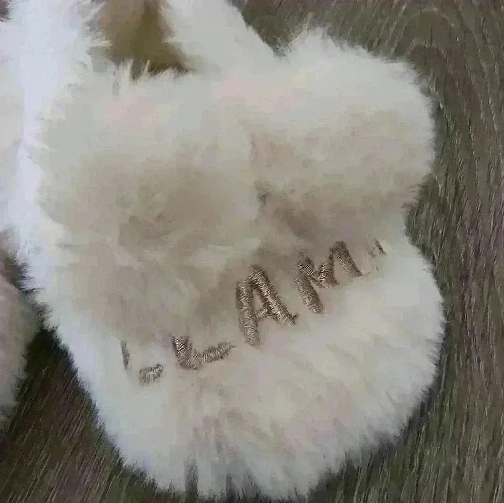 Lauren Conrad Baby Llama Baby Fur Slippers Size 3-6 Months Ivory